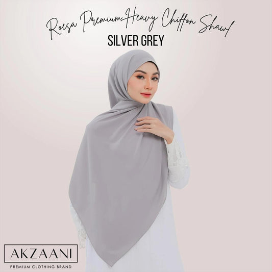 Silver Grey - Premium Chiffon Shawl