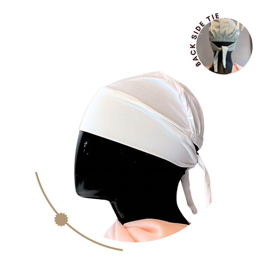 White Hijab Tie Back Cap