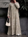 Retro Geometric Striped Abaya