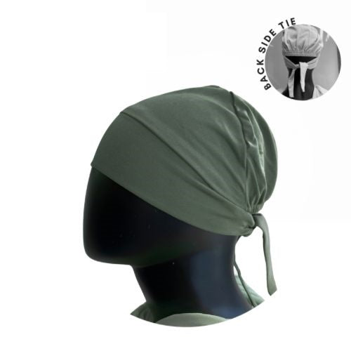 Army Green Hijab Tie Back Cap