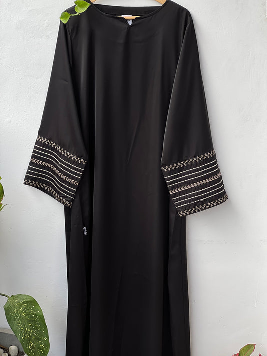 Black Sleeve Embroidery Abaya