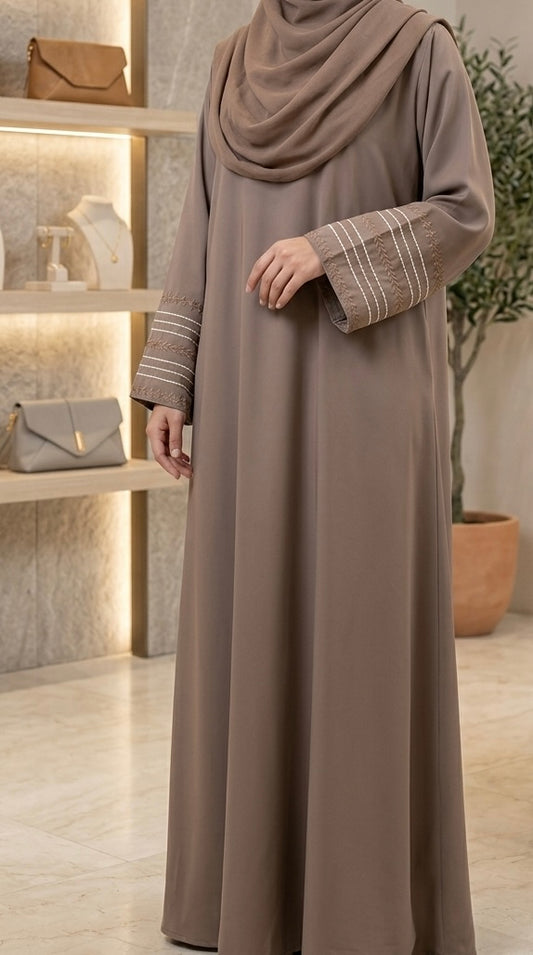 Onion Pink Sleeve Embroidery Abaya