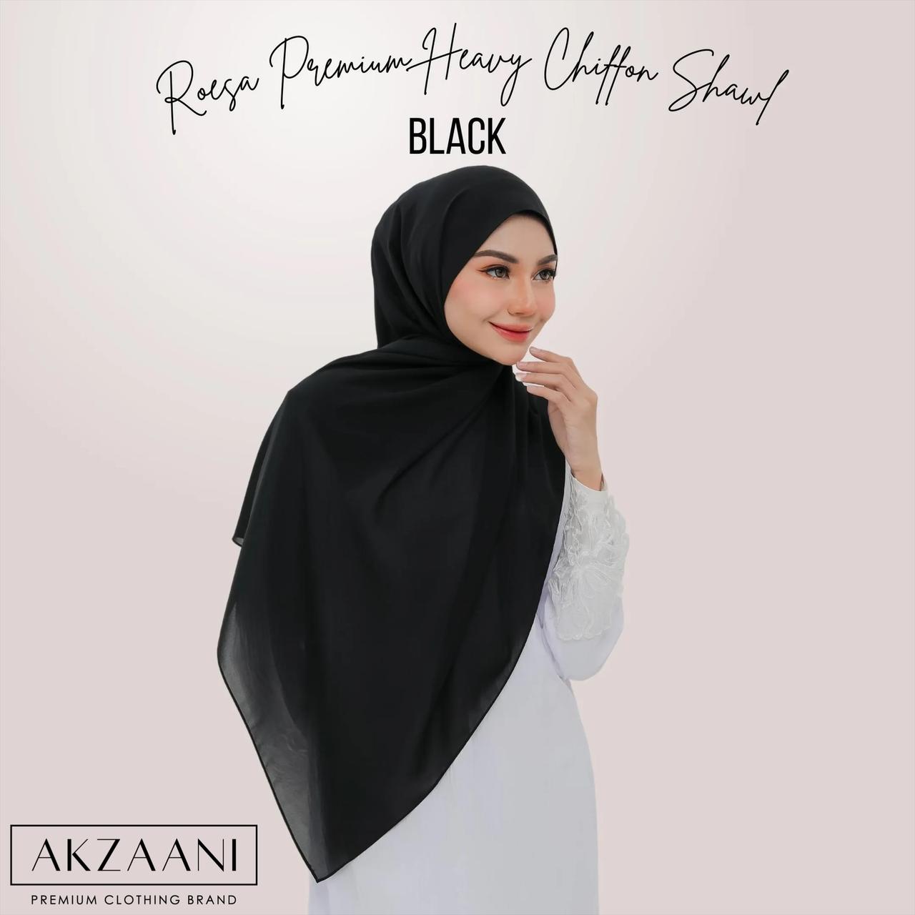 Black - Premium Chiffon Shawl
