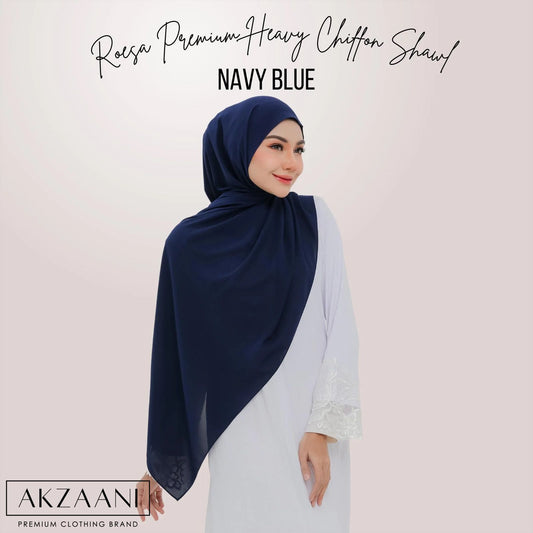 Navy Blue - Premium Chiffon Shawl
