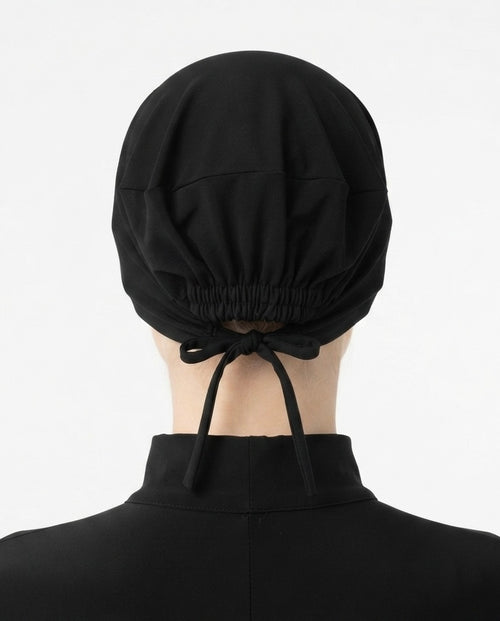 Black Premium Tie-Back Hijab Cap