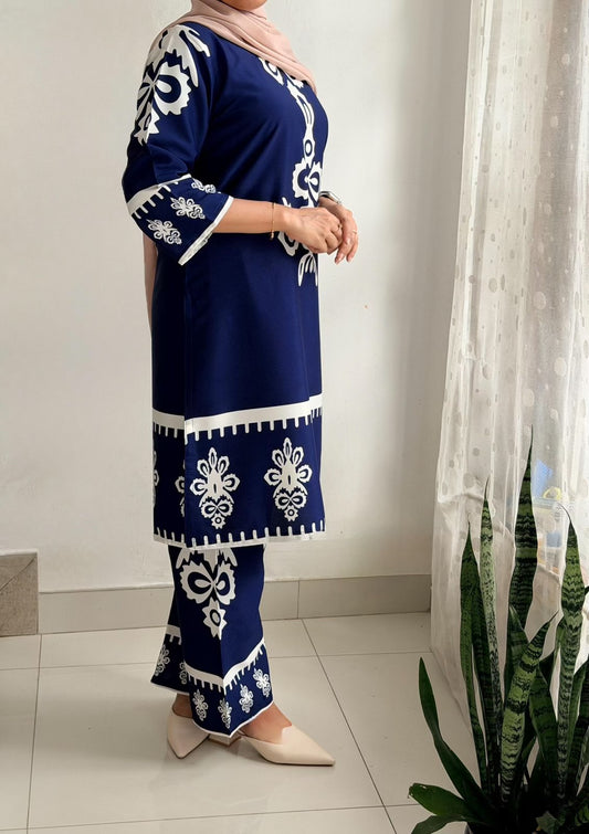 Akzaani Modest Co-Ord Set Navy Blue