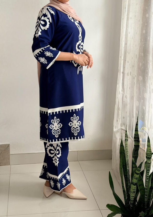 Akzaani Modest Co-Ord Set Navy Blue